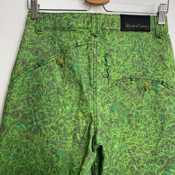 House of Sunny London Fields Jessie Straight Leg Grass Print Jeans Womens US4 - Picture 9 of 16